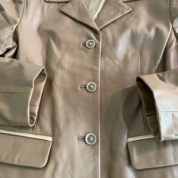 Soft Leather Blazer/Jacket SZ XL 2 Tone Tan - Picture 4 of 14